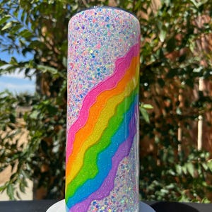 Handmade 20 oz Stainless Steel Epoxy Resin Tumbler – Glitter Rainbow Geode Tumbler - Colorful Tumbler, Rainbow Tumbler, Geode Tumbler