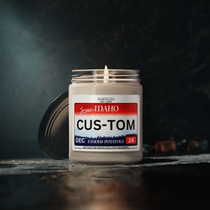 IDAHO custom state license plate scented candle gift personalized candle state license plate customizable license plate candle gift
