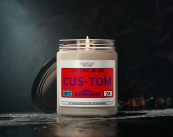 NEW HAMPSHIRE custom state license plate scented candle gift personalized candle state license plate customizable license plate candle gift