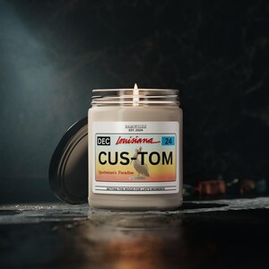 LOUISIANNA custom state license plate scented candle gift personalized candle state license plate customizable license plate candle gift