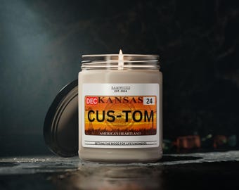 KANSAS benutzerdefinierte Zustand Nummernschild Duftkerze Geschenk personalisierte Kerze Zustand Kennzeichen anpassbare Kennzeichen Kerze Geschenk