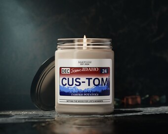 IDAHO custom state license plate scented candle gift personalized candle state license plate customizable license plate candle gift