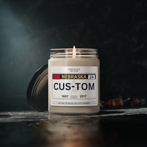NEBRASKA custom state license plate scented candle gift personalized candle state license plate customizable license plate candle gift