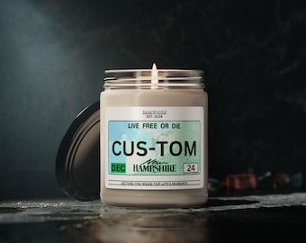 NEW HAMPSHIRE custom state license plate scented candle gift personalized candle state license plate customizable license plate candle gift