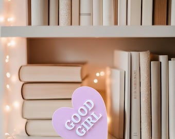 Good Girl Heart Sign - Spicy Bookish Shelf Decor, 3D Printed Dark Romance Sign, Smut Lover Gift, Custom Colours