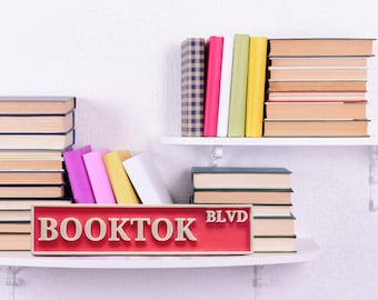 BookTok Boulevard 3D-Printed Bookshelf Sign – Bookish Shelf & Library Decor