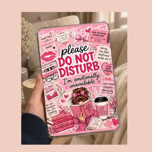 Please Do Not Disturb Kindle Insert, Printable E Reader Insert PNG PDF, Romance Reader Bookish Kindle Decor