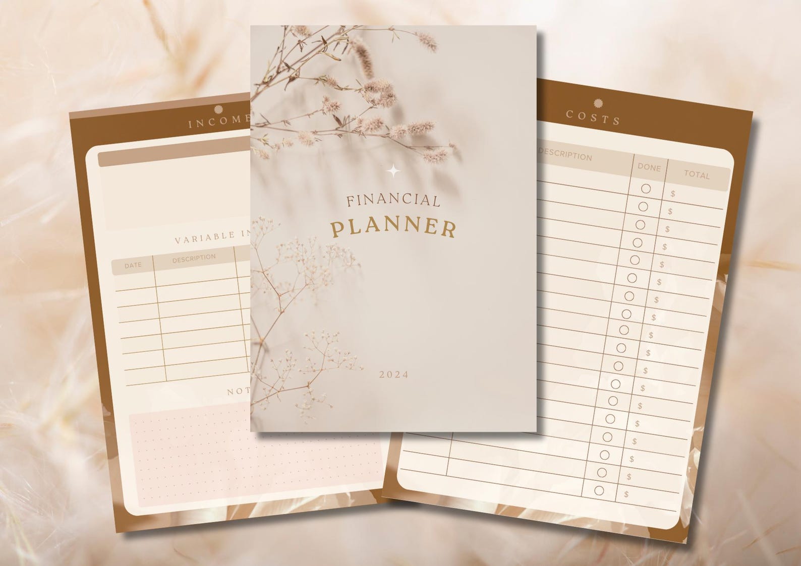 PRINTABLE &amp; Digital Beige Aesthetic Yearly Financial Journal - Etsy