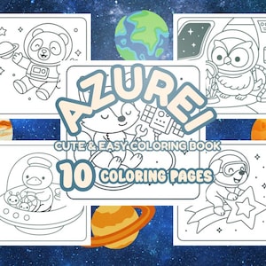 Coloring Pages For Kids, Toddlers, Preschoolers, Instant Digital Download, Bold and Easy Coloring Book, Printables Cute Animal Characters