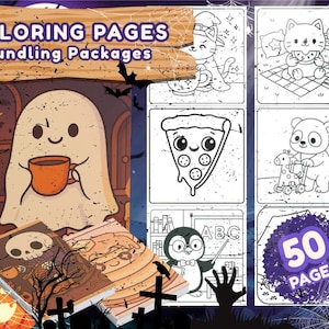 Pocket Bundling 4 Cozy Coloring Pages, Bold and Easy Coloring Book, Printable Cute Animal Characters, Activity for Adults, Kids, and Toddler