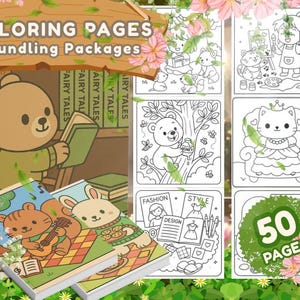 Pocket Bundling 9 Cozy Coloring Pages, Activity for Adults, Kids, and Toddler, Bold and Easy Coloring Book, Printable Cute Animal Characters