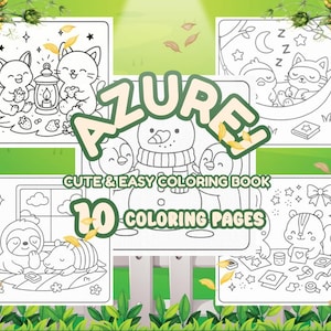Coloring Pages For Kids, Toddlers, Preschoolers, Activity for Adults and Kids, Bold and Easy Coloring Book, Printable Cute Animal Characters