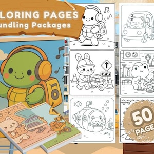 Pocket Bundling 5 Cozy Coloring Pages, Activity for Adults, Kids, and Toddlers, Bold and Easy Coloring Book, Printable Cute Animal Character