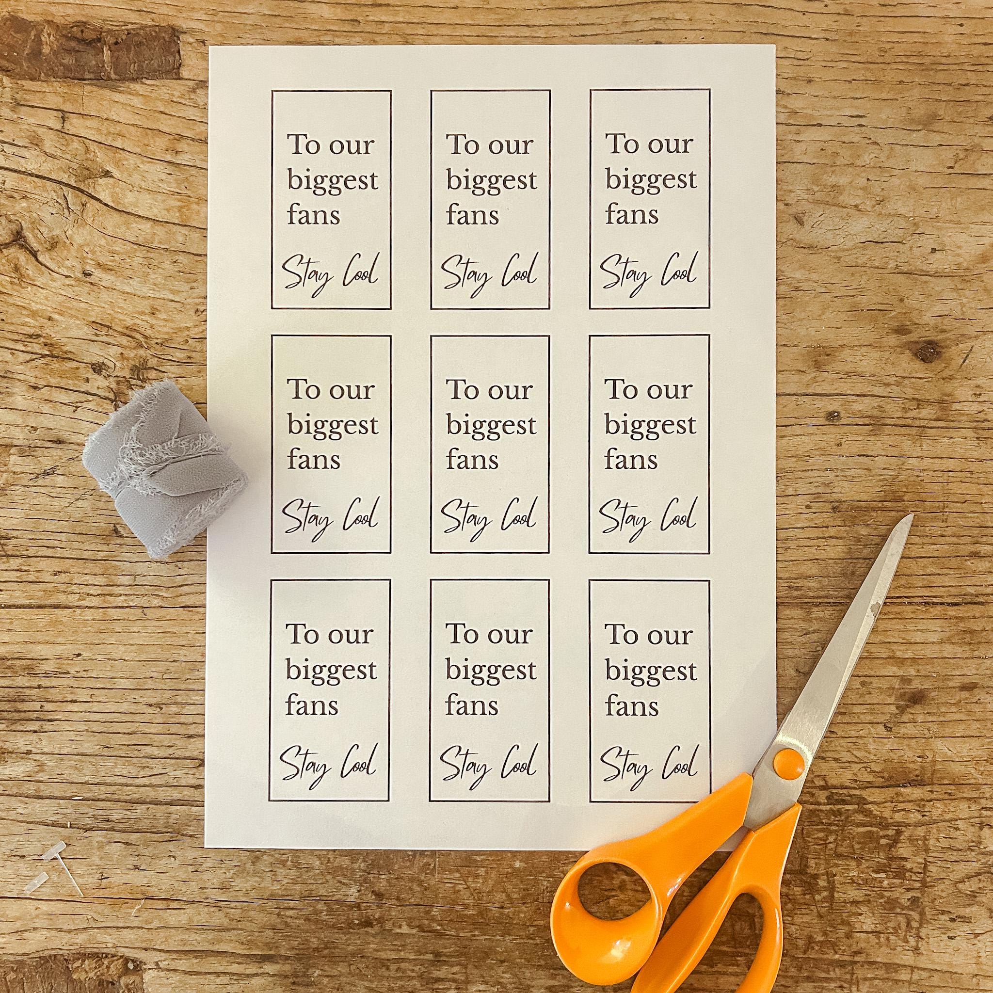 Printable Wedding Fan Tags - to Our Biggest Fans, Stay Cool - Etsy