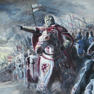 TOILE TABLEAUX chevalier templier croisade moyen age 30 x 45 cm EUR 19,99 - FR