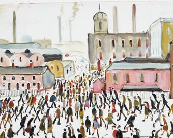 9XP0121 - Going to Work (c1950’s) by British Artist LS Lowry (Picture Poster Artwork Wall Art A5 A4 A3)