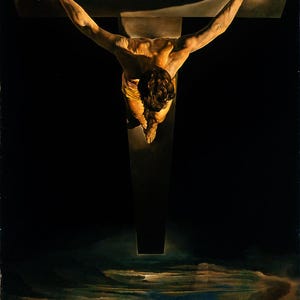9XP0360 – Antique Early 20th Century (c1930’s-1940’s) Christ of St John of The Cross by Spanish Artist Salvador Dali (Picture Poster Art)