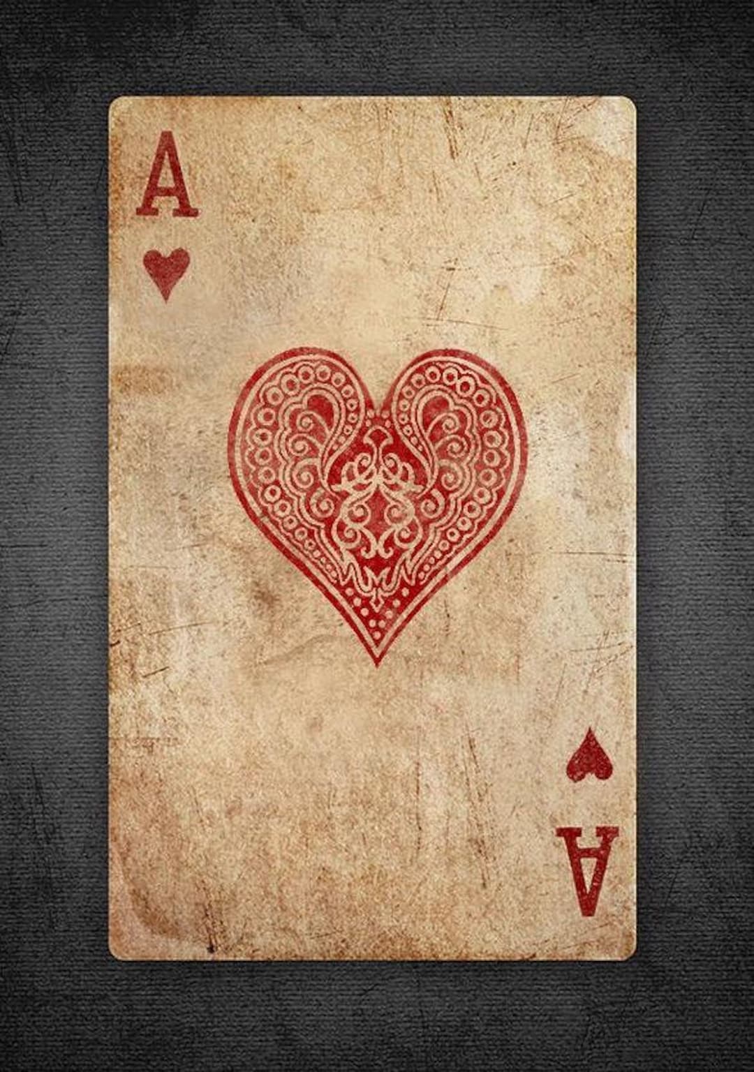 9XP0209 – Vintage Ace of Hearts Playing Card - Etsy