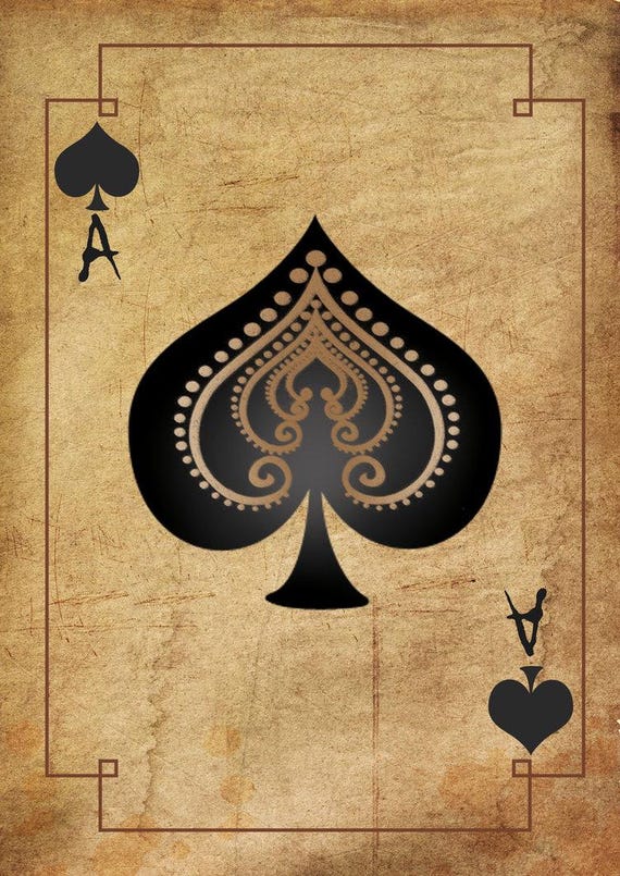 9XP0210 – Vintage Ace of Spades Playing Card - Etsy