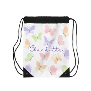 Sac à cordon papillon personnalisé, sac de sport personnalisé fille, sac à dos à cordon fille, sac de sport à cordon fille, cadeau de rentrée scolaire