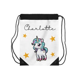 Sac à cordon personnalisé licorne, sac de sport personnalisé fille, sac à dos à cordon fille, sac de sport à cordon fille, cadeau de rentrée scolaire
