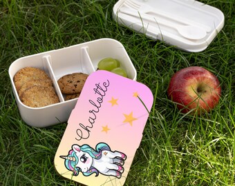 Personalized Unicorn Bento Lunch Box, Custom Name Design, Personalized Lunch Box Kids, Custom Lunch Box, Lunch Box Girl, Unicorn Lunch Box