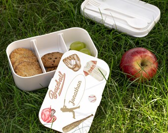 Personalized Baseball Bento Lunch Box, Custom Lunch Box, Lunch Box Kids, Kids Bento Box, Lunch Box Boy, Back To School, Baseball Lover Gift