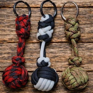 Mini Monkey Nest Paracord Nyckelring – Gaucho Knot EDC – Handgjort Paracord Tillbehör – Liten Nyckelring