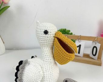 Amigurumi Pelikan Häkelanleitung mit Fisch (PDF)