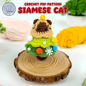 Siamese Cat Christmas Crochet PDF PATTERN DOWNLOAD, Cat Amigurumi Pattern Pdf, Kitten Crochet Pattern, Cat Plushie Pattern