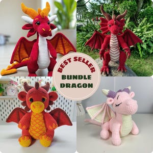 Amigurumi drake virkmönster, enkel PDF (digital nedladdning)