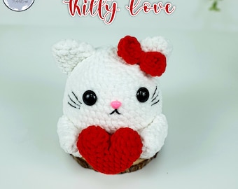 Love Cat Crochet Pattern: Valentine Kitty with Heart (PDF Pattern)