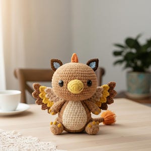 Padrão de crochê de grifo, brinquedo de pelúcia amigurumi (padrão em PDF)