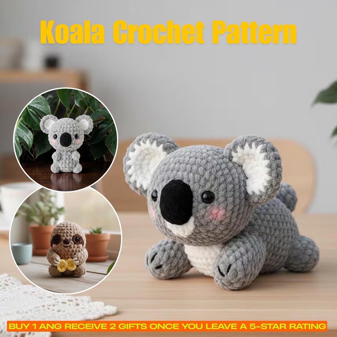 Koala Crochet Pattern PDF, Cute Amigurumi Koala Tutorial, Kawaii Animal ...