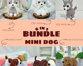 Mini Dog Amigurumi Crochet Pattern Bundle, Beginner Friendly (PDF)