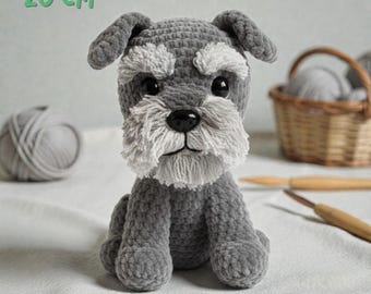 Mini Schnauzer Virkmönster – Söt sittande hund Amigurumi PDF