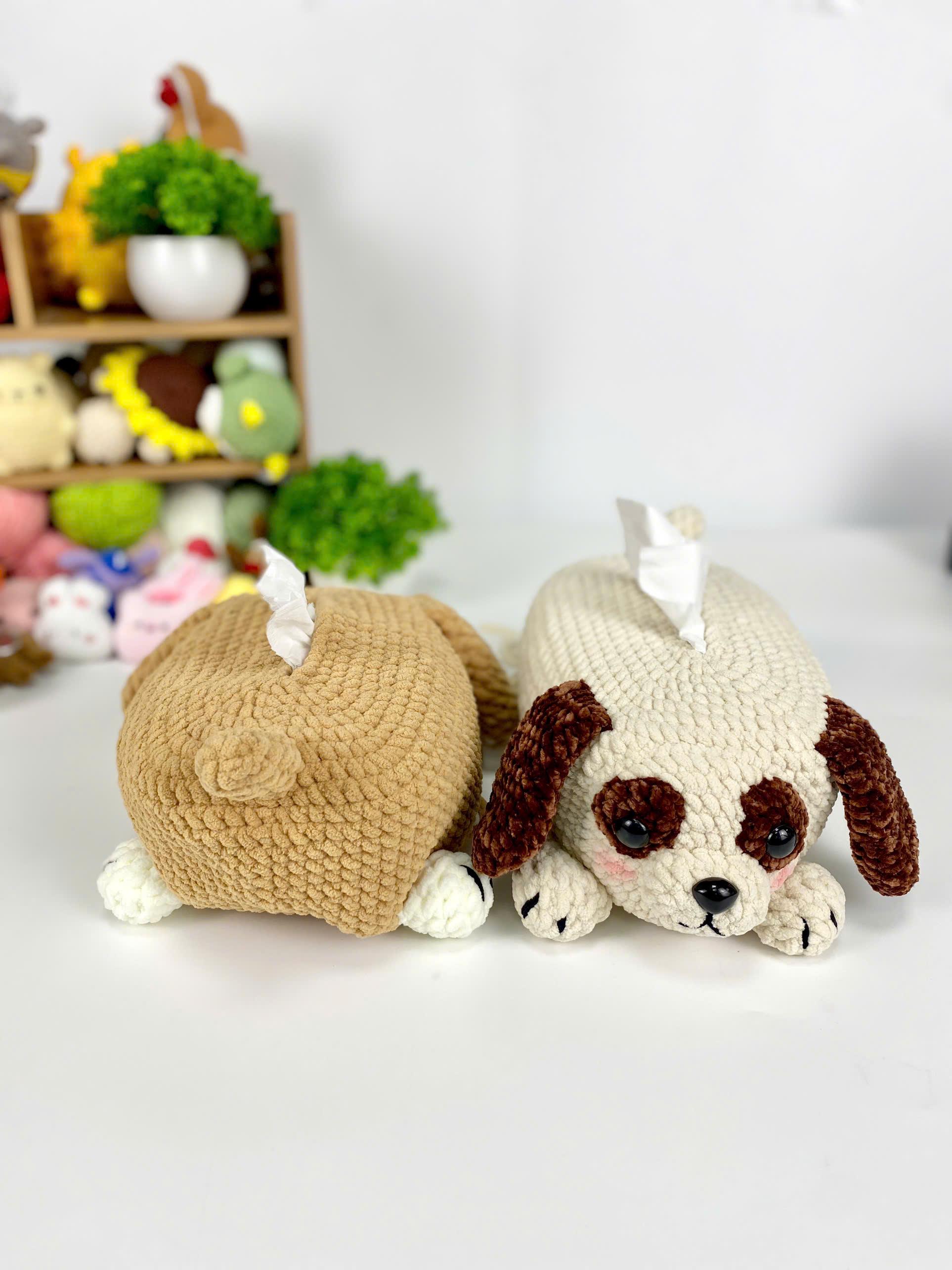 ティッシュケース ティッシュカバー ハンドメイド 人形 編みぐるみ