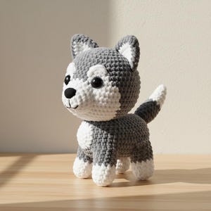 Patrón de ganchillo Amigurumi Perro Husky, apto para principiantes (Patrón PDF)