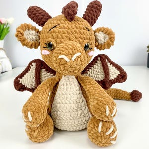 Dragon Crochet Pattern PDF, Cute Amigurumi Dragon Toy, Detailed Plush Animal Pattern, Soft Stuffed DIY Gift