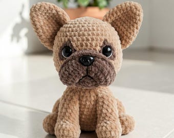 Virkmönster för fransk bulldogg – Amigurumi hund PDF, plyschleksak för nybörjare (digital nedladdning)