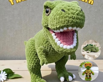 T-Rex Crochet Pattern – Amigurumi Dinosaur PDF Plush Toy Tutorial (Digital Download)