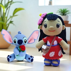 Lilo And Stitch Crochet Pattern PDF Bundle 2in1, Amigurumi Doll And Alien Plush Toy Set, Stuffed Cartoon Crochet Dolls, Pattern In English