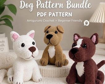 Amigurumi Virkade Hundmönster Bundle: Pitbull, Enkel Nybörjare PDF