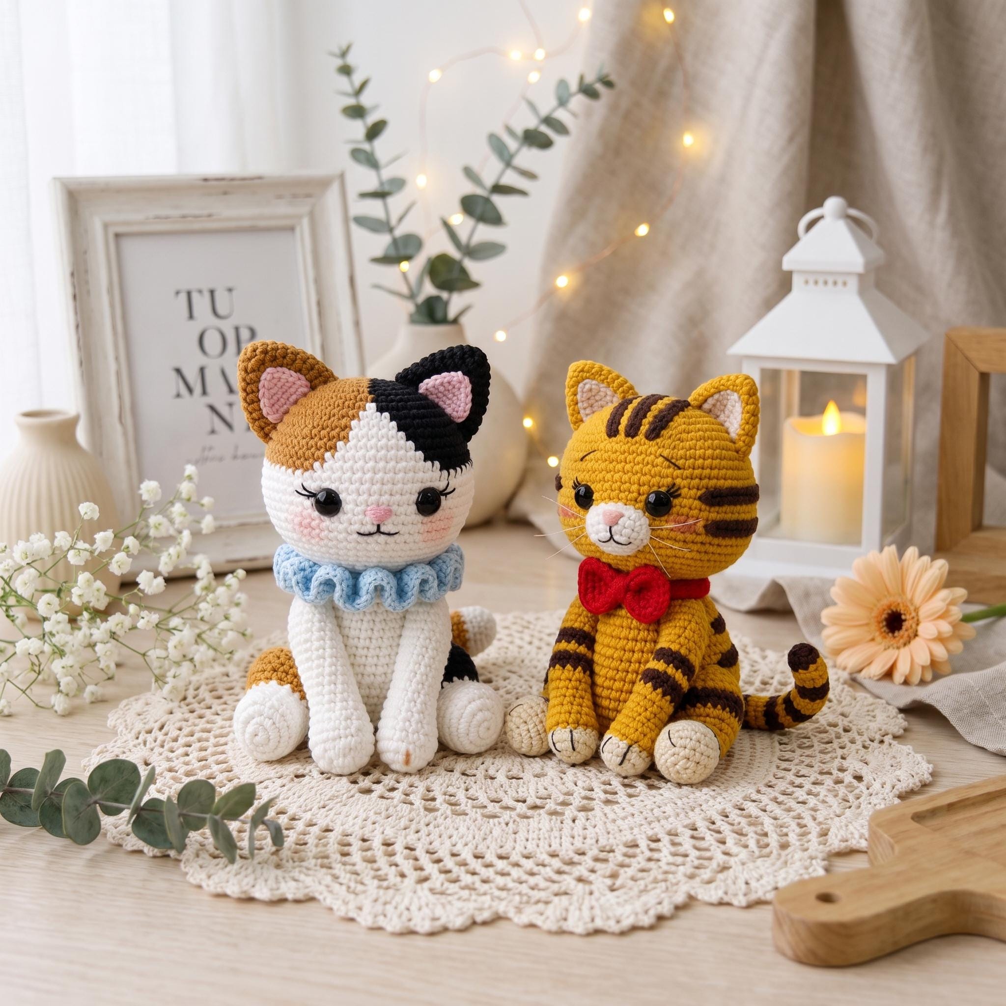 猫の編み図PDFバンドル、かわいいあみぐるみ猫ぬいぐるみ