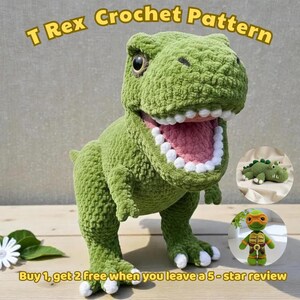 T-Rex Crochet Pattern – Amigurumi Dinosaur PDF Plush Toy Tutorial (Digital Download)
