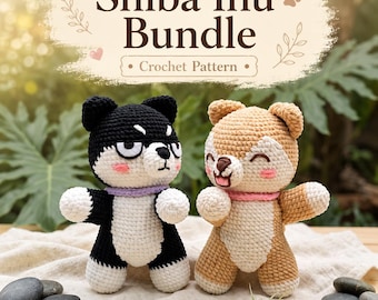 Amigurumi Dog Crochet Pattern Bundle, Shiba Inu and Husky Puppy PDF, Kawaii Plush Toy Tutorials