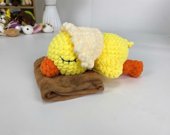 Yellow Duck Amigurumi Crochet Pattern, Sleeping Duck Toy (PDF)