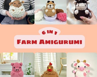 Farm Animal Amigurumi Crochet Pattern, 6 in 1 Bundle (PDF Pattern)
