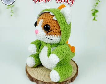 Cat Amigurumi Crochet Pattern: Dinosaur Costume (PDF File)