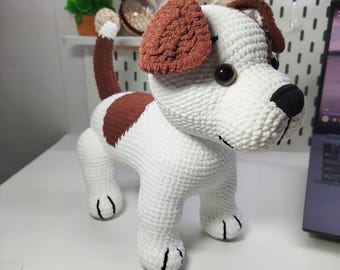 Modèle au crochet Jack Russell, PDF chien Amigurumi, modèle au crochet facile pour les débutants, joli animal en peluche au crochet